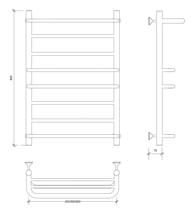 Полотенцесушитель водяной 80x50 Верона 2 (черный) Secado арт. 4673739224946