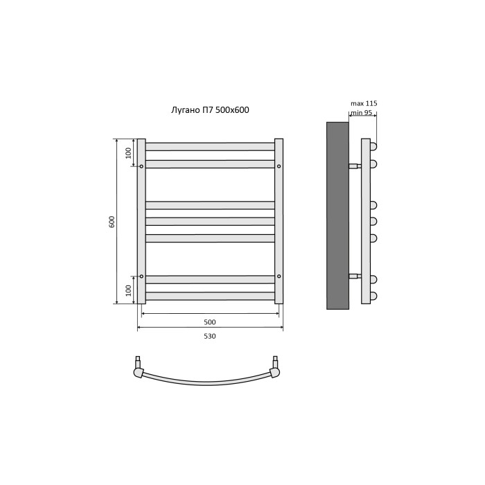 Полотенцесушитель водяной 500х600 Aquatek Лугано, хром арт. AQ DOC0760CH