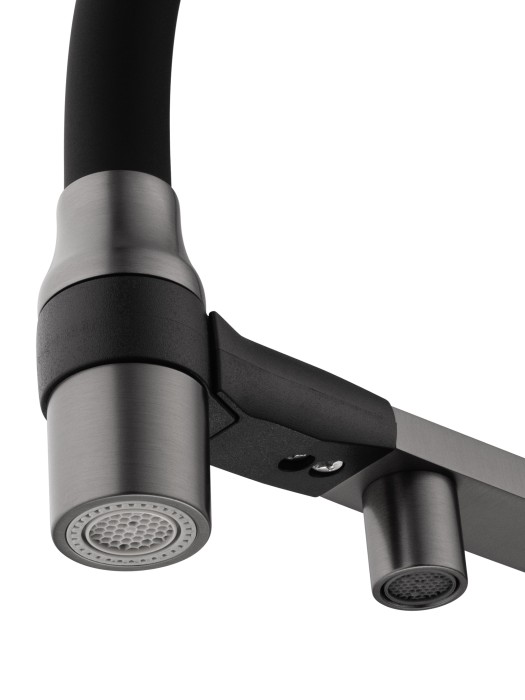 Смеситель для кухни с гибким изливом и подключением фильтра, Wonzon & Woghand, WW-88458013-BGM цвет: графит