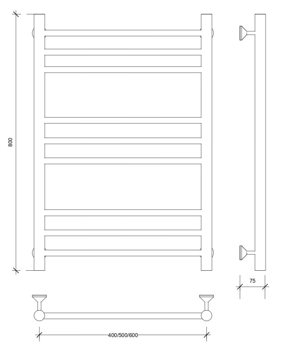 Полотенцесушитель водяной 80x40 Триада 3 (черный) Secado арт. 4673739229071