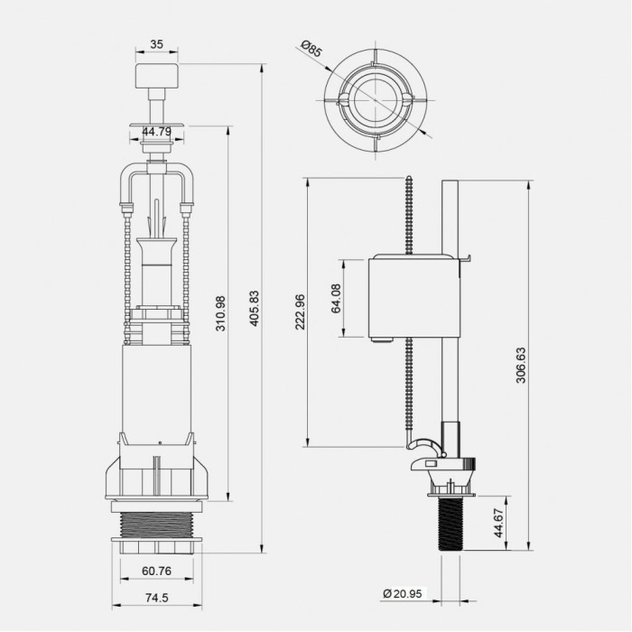 Арматура для бачка унитаза BERGES Eko арт. 030101