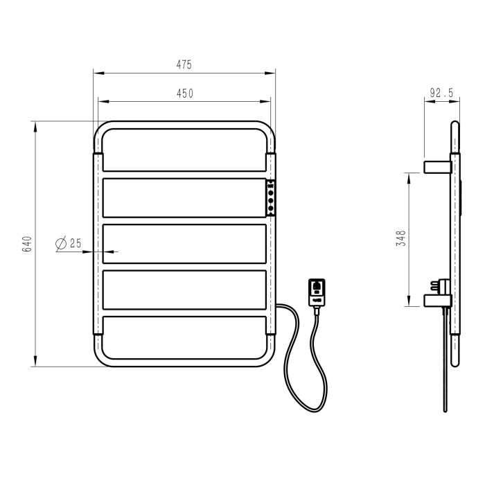 Полотенцесушитель электрический, Wonzon & Woghand Wismar, WW-AL201-GM цвет: графит