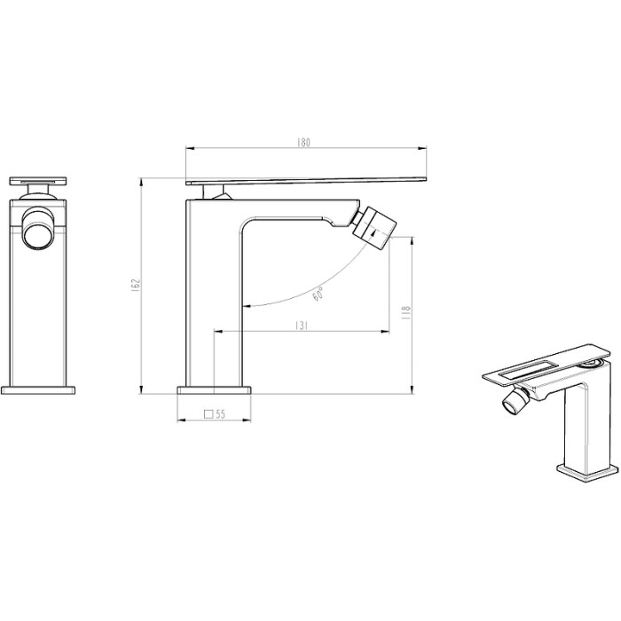 Смеситель для биде, золото, Q Boheme 146-GB