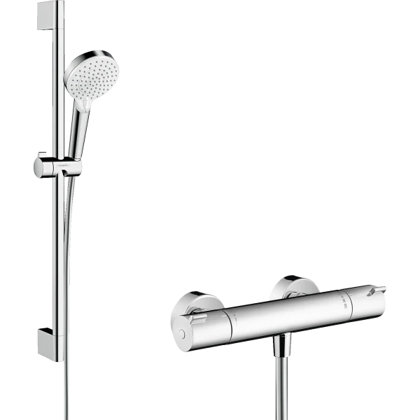 Смеситель для душа с термостатом с душевым гарнитуром Vario, Hansgrohe Crometta, белый арт. 27812400