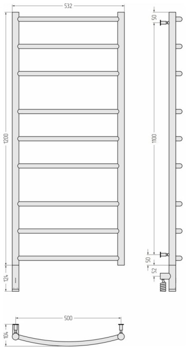 Сунержа Электрический полотенцесушитель 1200x400, Галант 3.0, 05-5800-1250 цвет: состаренная бронза