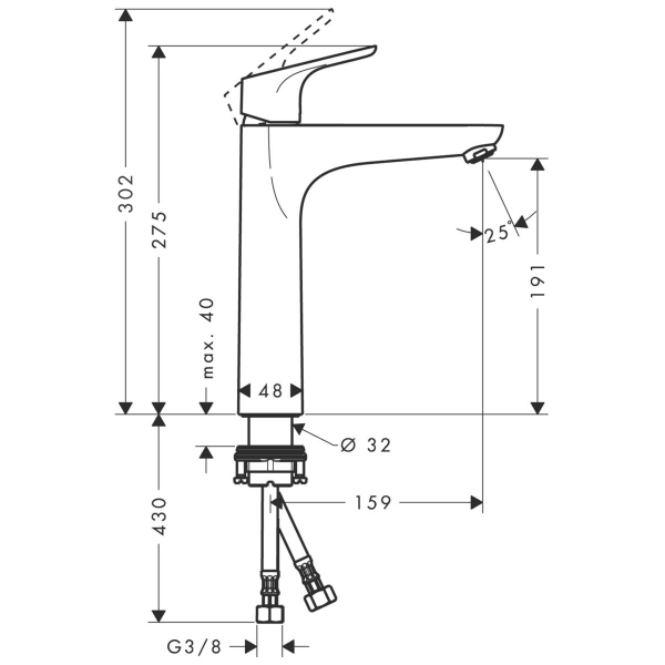 Смеситель для раковины без сливного гарнитура, Hansgrohe Focus, хром арт. 31518000