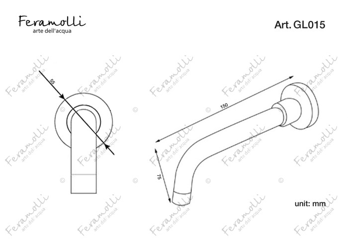 Настенный поворотный излив, золото, Ele Feramolli - GL015