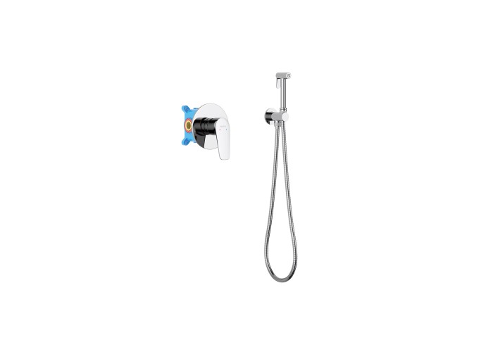 Набор с гигиеническим душем (смеситель + гигиеническая лейка + шланг + шланговое подсоединение с держателем), Aquatek Бетта, хром арт. AQ1119CR