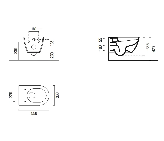 Унитаз подвесной GSI Pura 55х36см безободковый, с микролифтом цвет creta matt арт. 881508