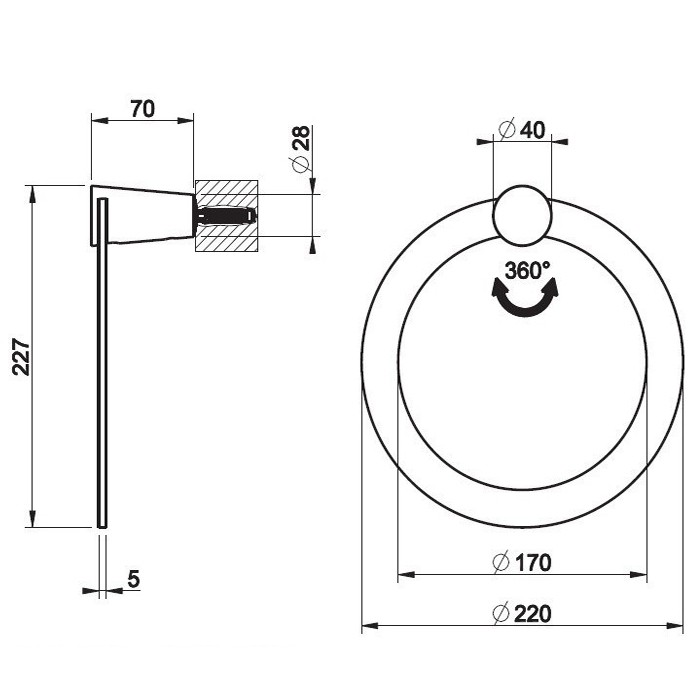 Полотенцедержатель-кольцо, Gessi Cono, black metal brushed pvd арт. 45509#707