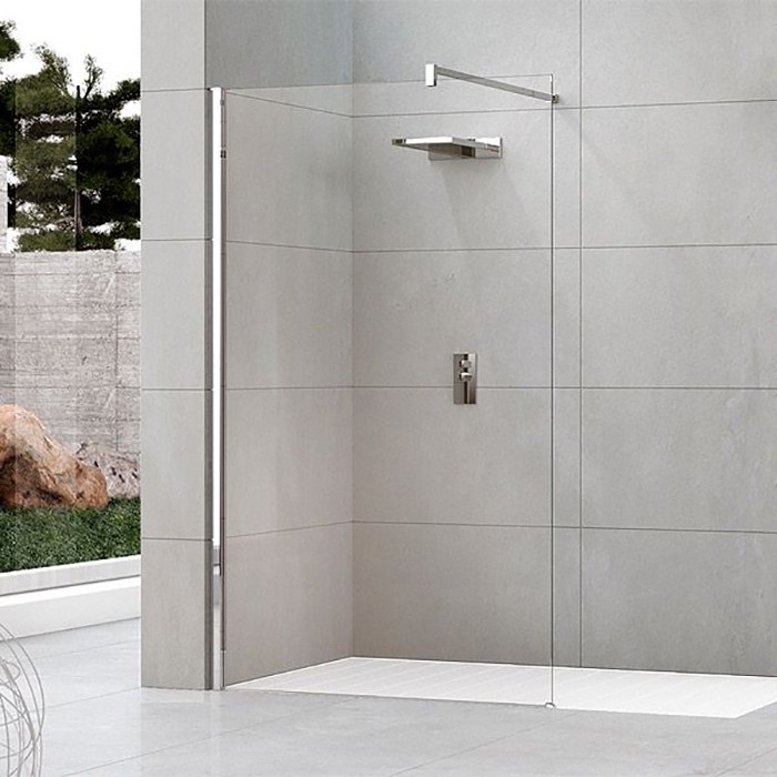 Душевое ограждение Walk-In 100 см (97-100х200) серебро, Novellini Kuadra H, KUADH100-1B