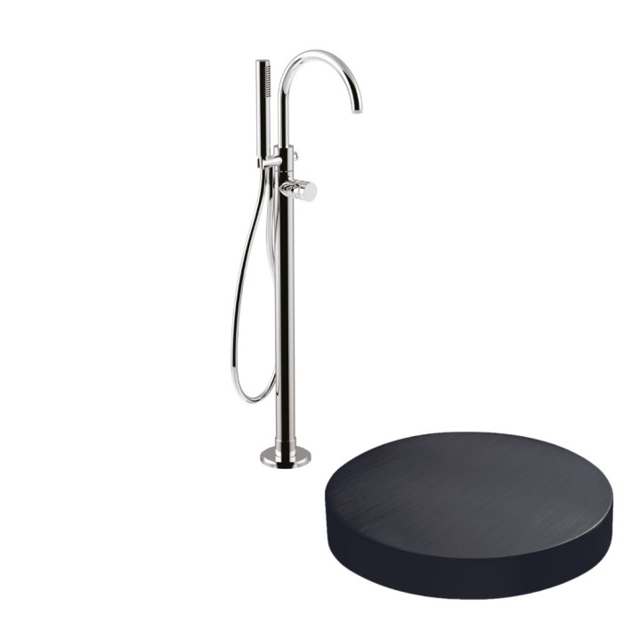 Напольный смеситель для ванны отдельностоящий, излив, ручной душ, Giulini My ring, ганметал арт. MR0092CRNS