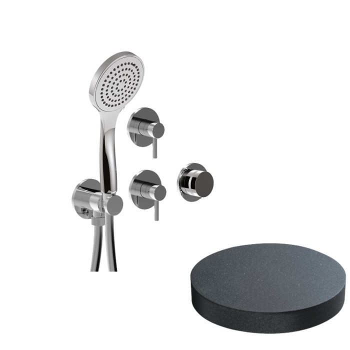 Встраиваемый смеситель для душа на 5 режимов, однорычажный, поворотный переключатель, ручной душ + 4 доп. вывода воды, Giulini My ring, графит арт. MRX5305GF