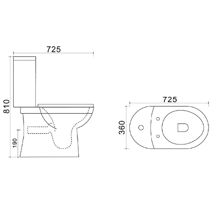 Унитаз-компакт Trend 725х360х810 напольный, ободковый с сиденьем микролифт P-trap, Azario zeno арт. AZ2015-P