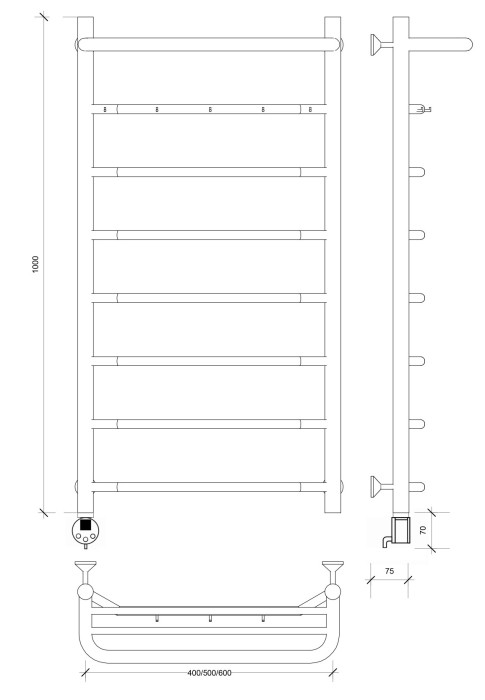 Полотенцесушитель электрический 100x60 Агата 1 КСП Secado арт. 4673739231432