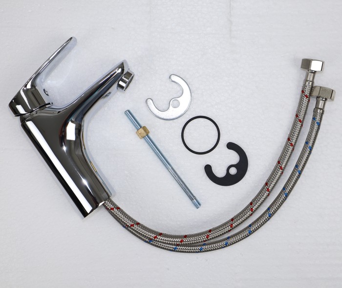 Смеситель для раковины, керамический картридж, хром, Azario EVORA арт. AZ-WKE168043C