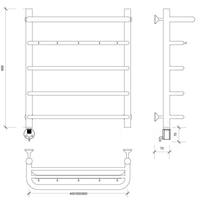 Полотенцесушитель электрический 60x40 Мерида 1 КСП Secado арт. 4673739235751
