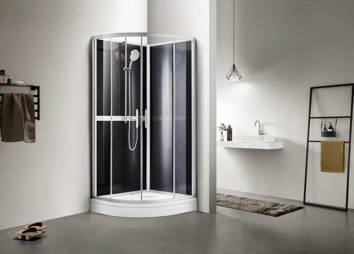 Душевая кабина 900х900х2000 прозрачное стекло 4 мм. Easy Clean, задняя панель черная, цвет профиля серый  Denver, Azario арт. AZ-N10812 900