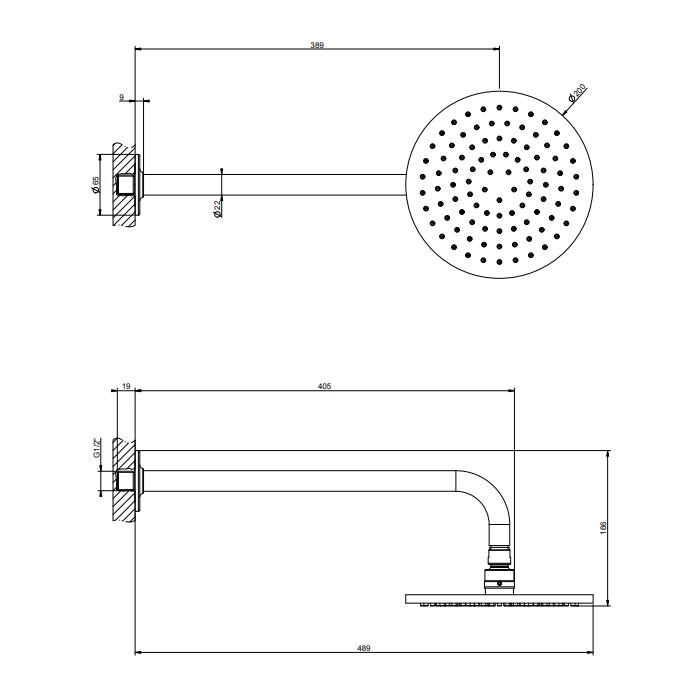 Верхний душ, настенный, Gessi Inciso, хром арт. 58148#031