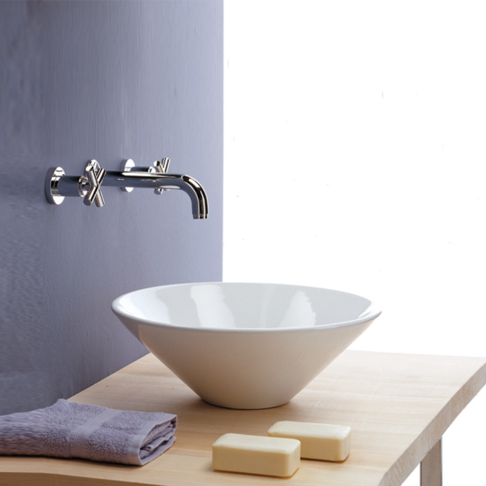 Раковина CONO накладная без перелива, без отверстий, цвет белый, Scarabeo Thin-line - 8010