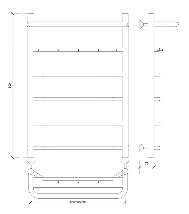 Полотенцесушитель водяной 80x40 Агата 1 КСП (хром) Secado арт. 4603777444167
