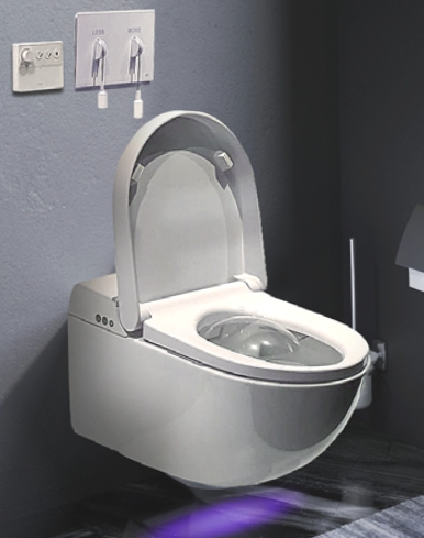 Подвесной унитаз GSI Pura Hygea 590х375 мм с биде, безободковый с сиденьем Soft-Close, цвет белый матовый арт. 741809