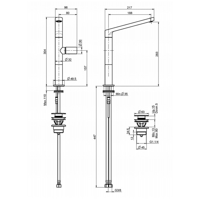Fima Carlo Frattini Высокий смеситель для раковины, Nomos go, F4161LCR цвет: хром