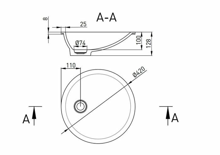 Раковина 42x42, матовая, Salini MAREA арт. 1802208MRF