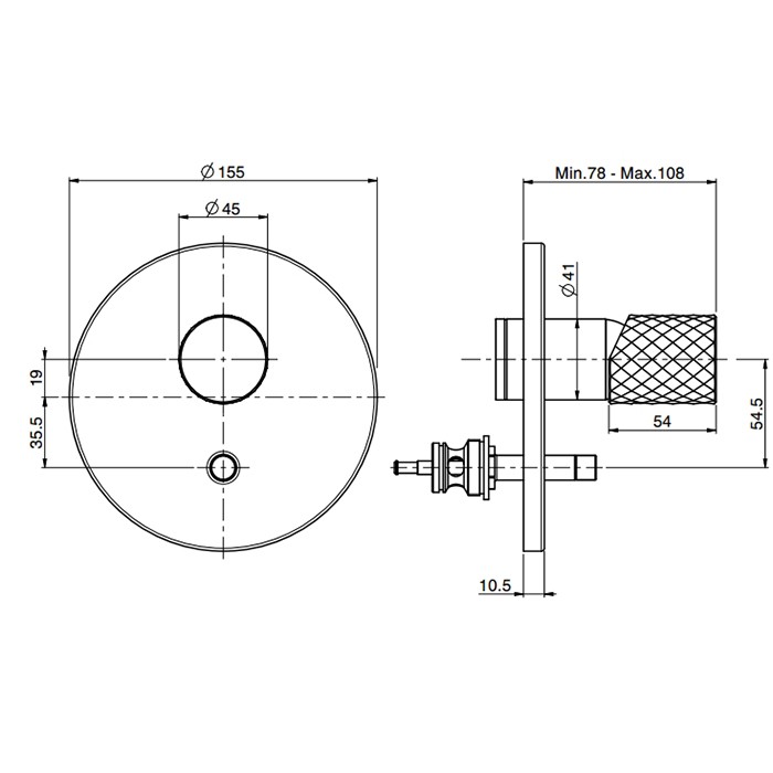Fima Carlo Frattini Смеситель для душа, встраиваемый, переключателем на 2 источника, Spillo Tech, F3039TX2XOR цвет: золото