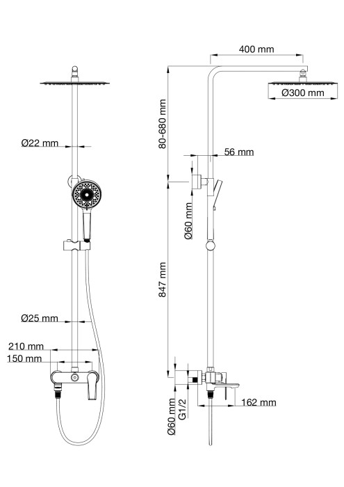 Душевая система, Wonzon & Woghand Brilliant, WW-88047079-BG цвет: золото