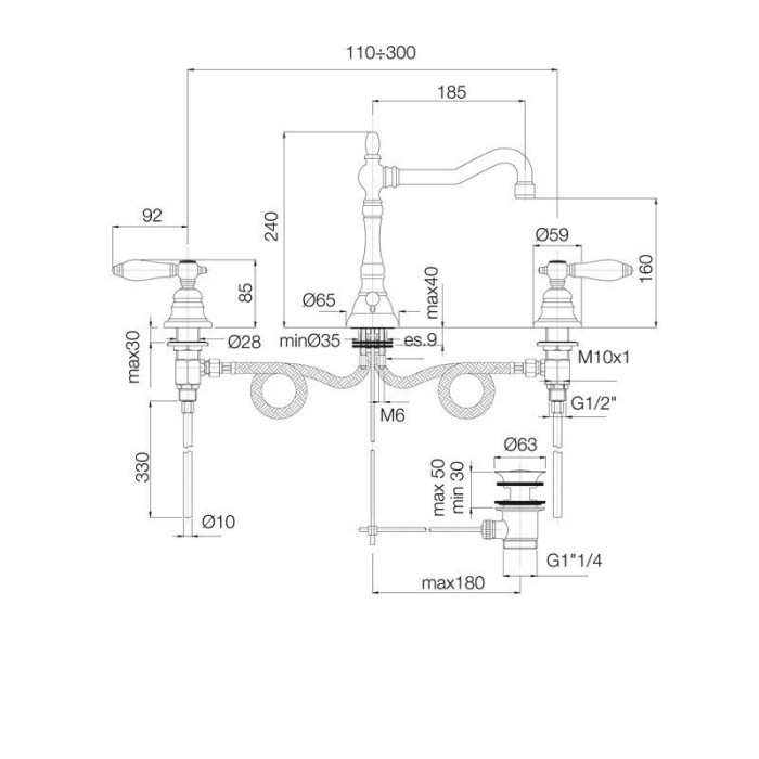Fima Carlo Frattini Смеситель на раковину на 3 отверстия с вращающимся изливом, Herend, F5401CR цвет: хром