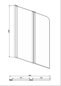 Шторка на ванну двухэлементная стекло прозрачное, поворотная 1000X1500 профиль хром, Aquatek арт. AQ DEL SBA 10015CH