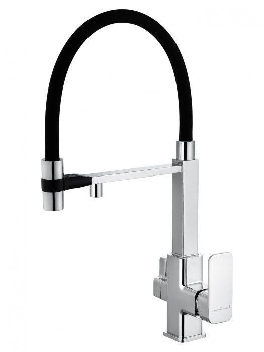 Смеситель для кухни с гибким изливом и подключением фильтра, Wonzon &amp; Woghand, WW-88458012-CR цвет: хром