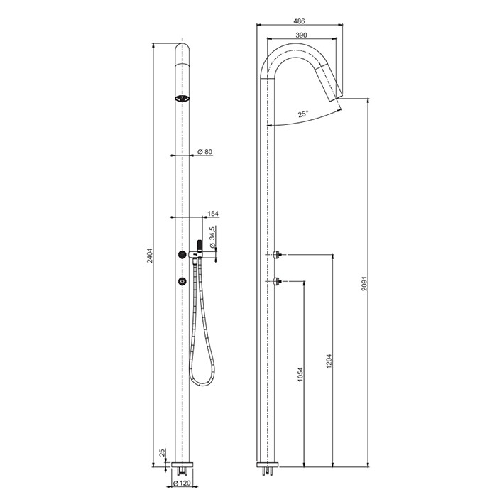 Fima Carlo Frattini Душевая колонна с одним выходом OUTSIDE, Outdoor, F5970X2RINOX цвет: нержавеющая сталь