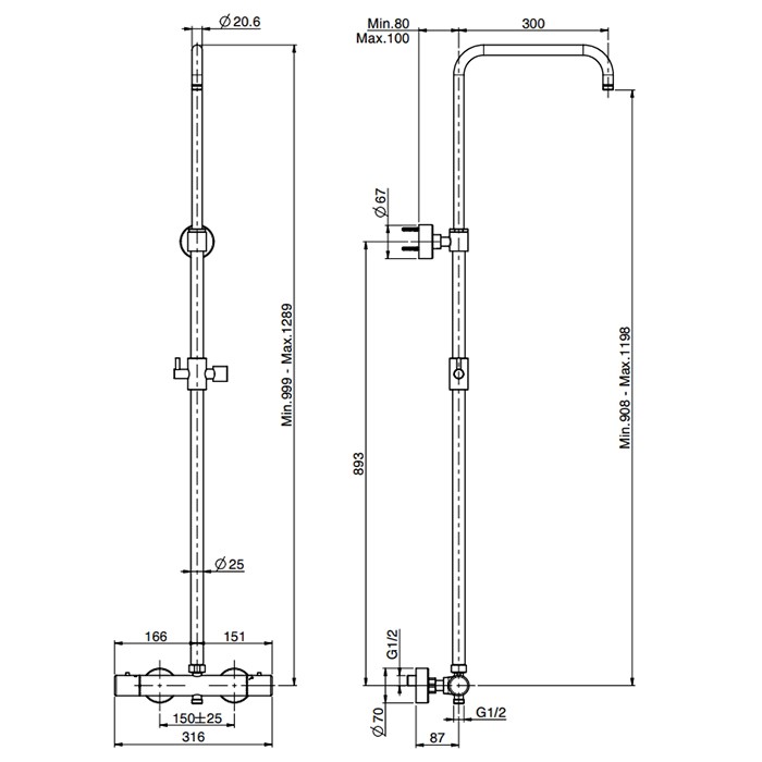 Fima Carlo Frattini Душевая стойка со смесителем, Colonne doccia, F3255SNS цвет: чёрный