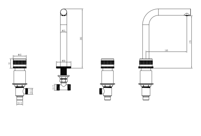Смеситель на столешницу на 3 отв. Black, Boheme Prestige - 152-B-PR