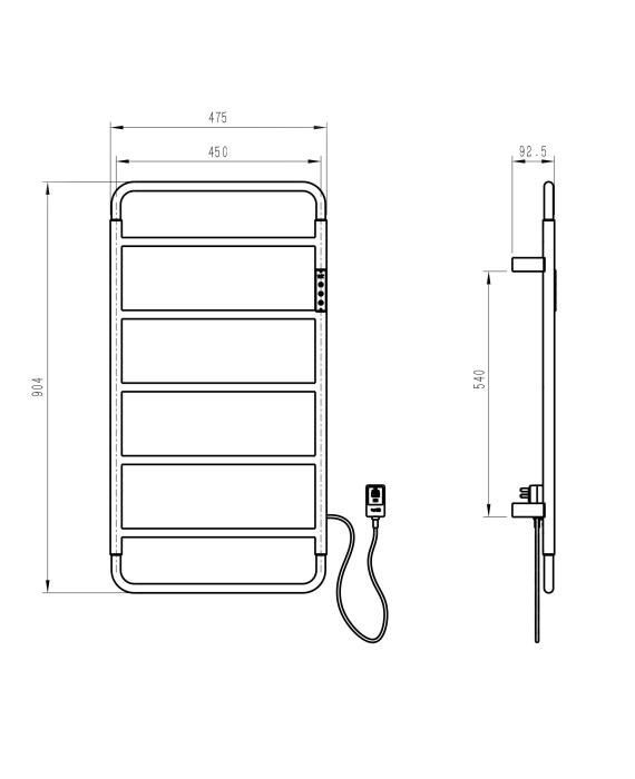 Полотенцесушитель электрический, Wonzon & Woghand Wismar, WW-AL202-GM цвет: графит