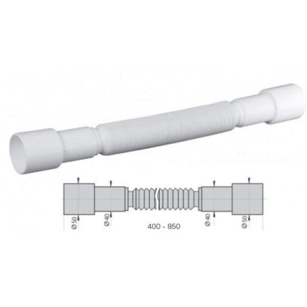 Гибкое соединение (гофра) 50/40х40/50 (L=400-850мм) арт. M1125