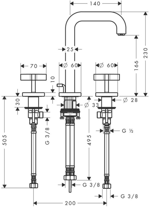 Смеситель для раковины Citterio Axor, шлифованное золото арт. 39133250