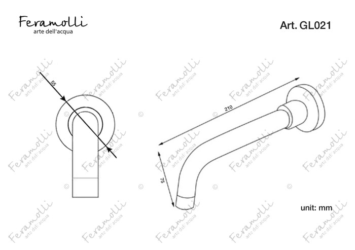 Настенный поворотный излив, золото, Ele Feramolli - GL021