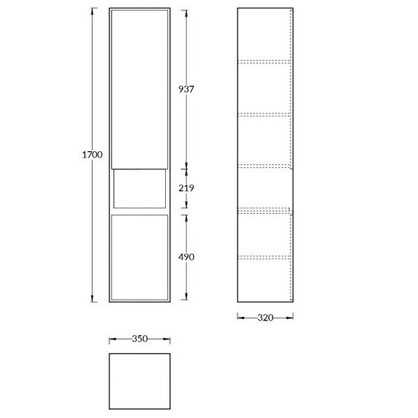 Пенал подвесной 170 2 дверцы push, Kerama Marazzi, белый - PLB.M.170\WHT