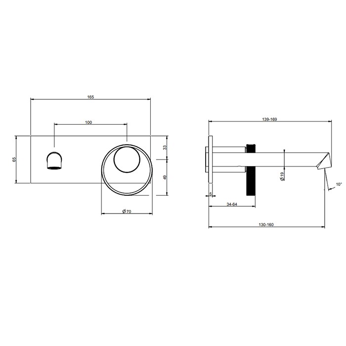 Смеситель для раковины, встраиваемый, излив 14.9-16.9см., внешняя часть, Gessi Anello, хром арт. 63388#031