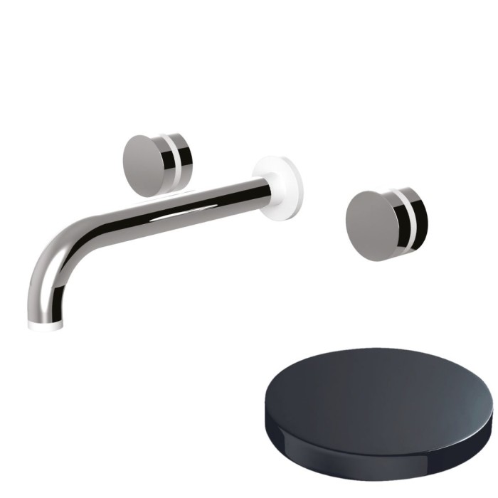 Встраиваемый смеситель на раковину, двухрычажный, излив 20 см, Giulini My ring, хром черный глянц арт. MR0123EPCRN