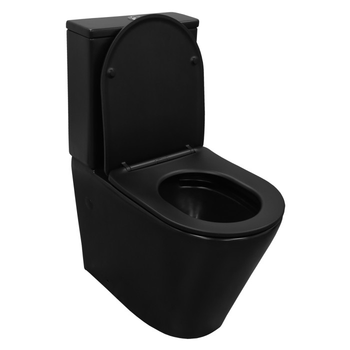 Унитаз-компакт 370х605х800 безободковый, с быстросъемным сиденьем микролифт, черный матовый, Azario Black Queen арт. AZ-8380