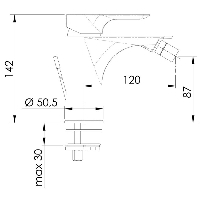 Смеситель для биде черный глянцевый, Remer Infinity, внешнего монтажа I20CFP