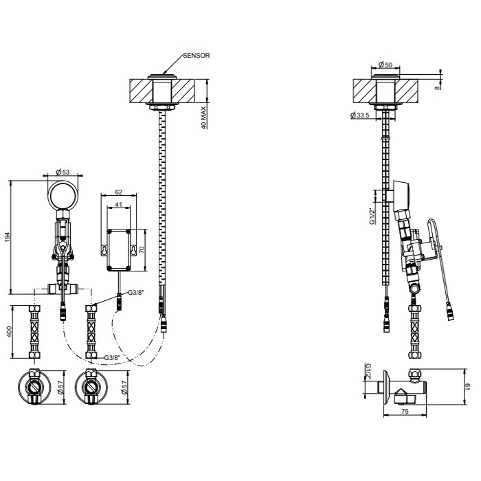 Электронное удаленное управление для излива с кран-фильтром, Gessi Inciso, хром арт. 58018#031