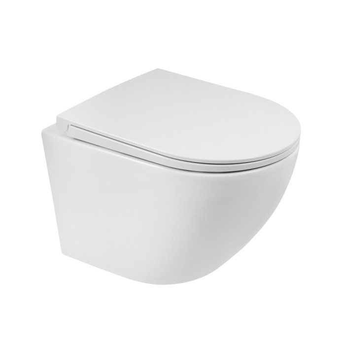 Подвесной унитаз, безободковый, BelBagno, белый глянцевый, SFERA-R арт. BB046CHR/BB902SC