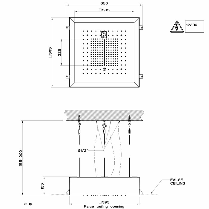 Встраиваемая душевая система 500х500мм, троп.ливень, водопад, распыление, хромотерапия, пульт ду, Gessi Afilo, белый арт. 57509#279 57016#238 RIR5402#238