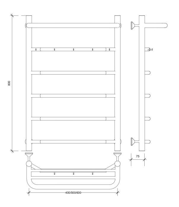 Полотенцесушитель водяной 80x50 Агата 1 КСП (хром) Secado арт. 4603759402284