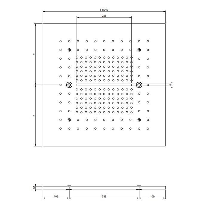 Накладная панель 50x50см., для душевой системы, встраиваемой в потолок, Gessi, black metal pvd арт. 57016#706